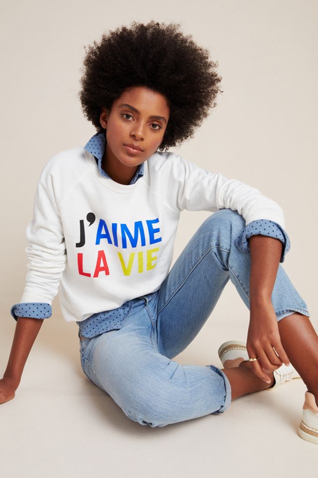 Clare V For Anthropologie J Aime La Vie Sweatshirt Anthropologie