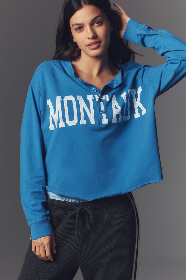 Slide View: 1: Letluv Montauk Henley Sweatshirt