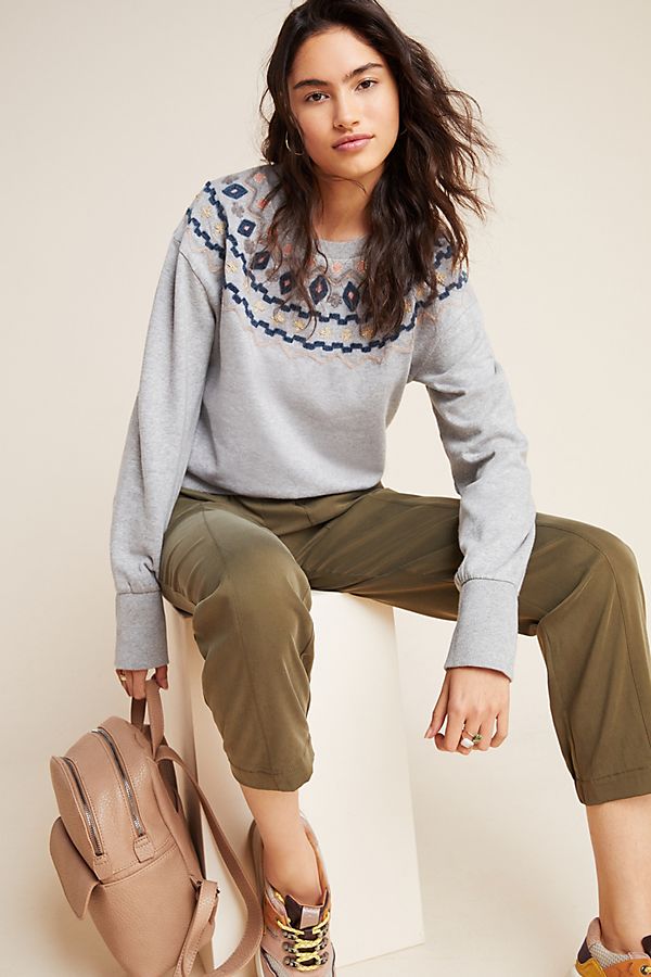 Slide View: 1: Roslyn Embroidered Sweatshirt