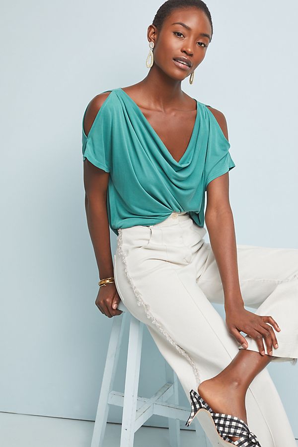 Slide View: 1: Cupro Open-Shoulder Top