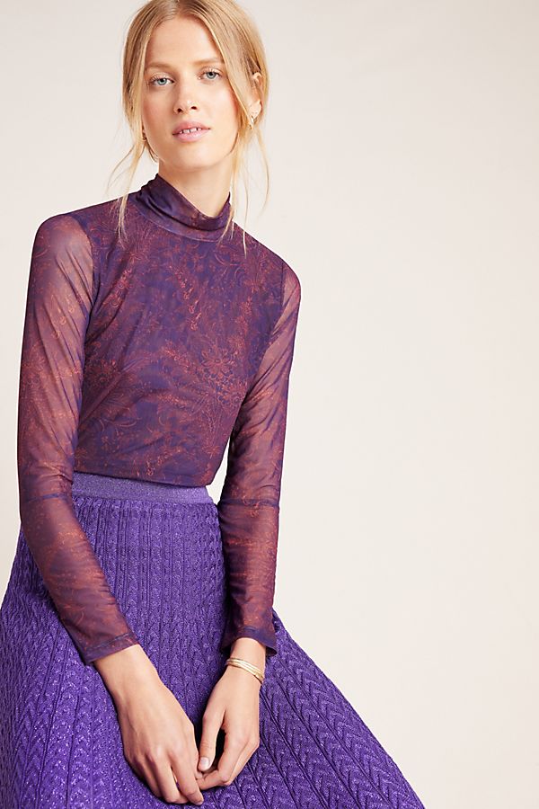 Slide View: 1: Gauzy Turtleneck