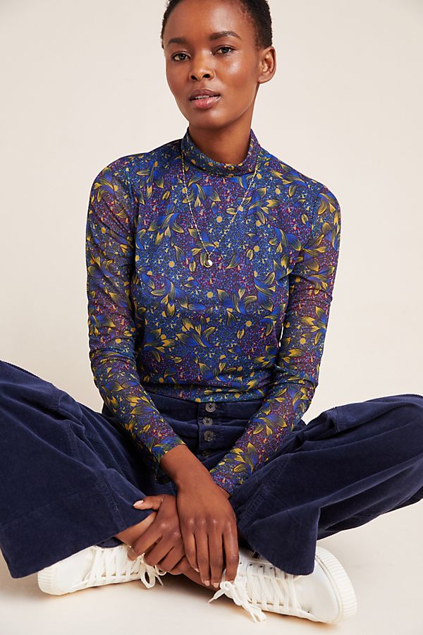 Slide View: 1: Gauzy Lined Turtleneck