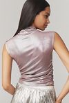 Thumbnail View 3: Maeve Mock-Neck Ruched Shine Tank