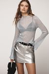 Thumbnail View 1: By Anthropologie Long-Sleeve Mock-Neck Metallic Top