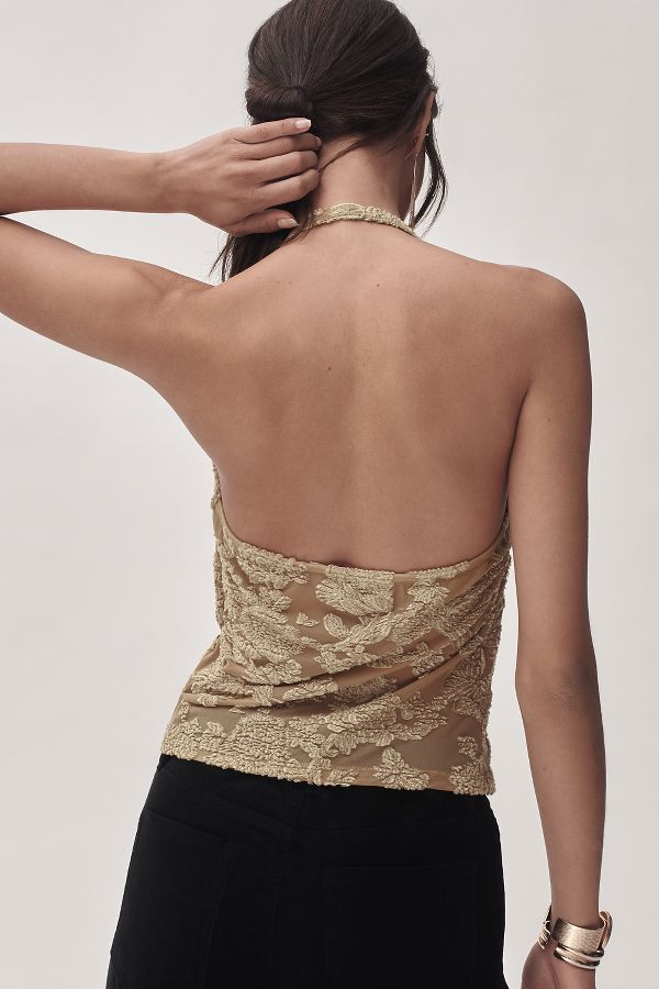 Slide View: 3: By Anthropologie Velvet Burnout Cowl-Neck Tank Top