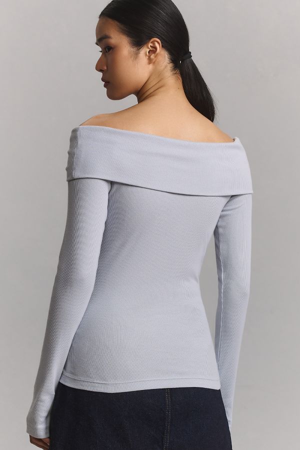 Slide View: 2: Pilcro Off-The-Shoulder Long-Sleeve Top