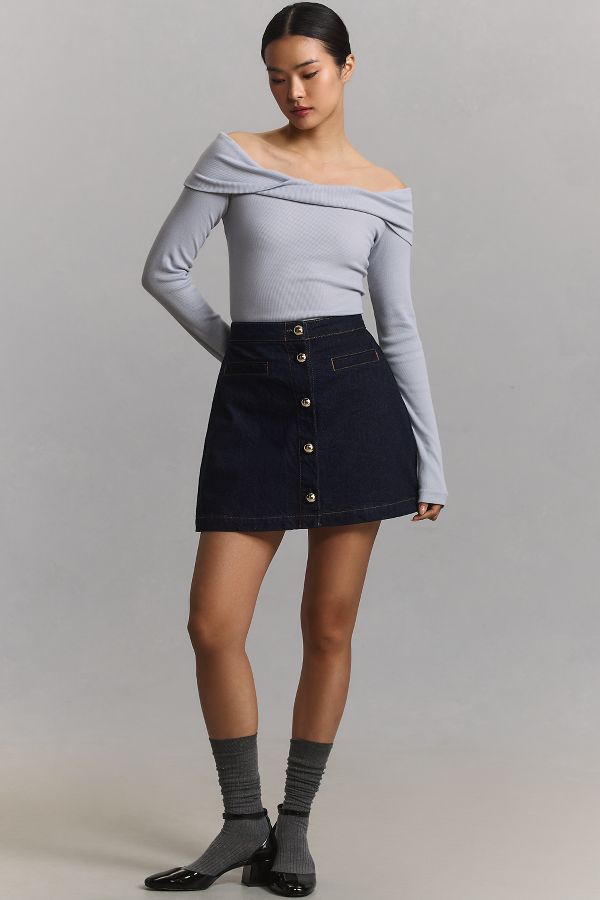 Slide View: 4: Pilcro Off-The-Shoulder Long-Sleeve Top