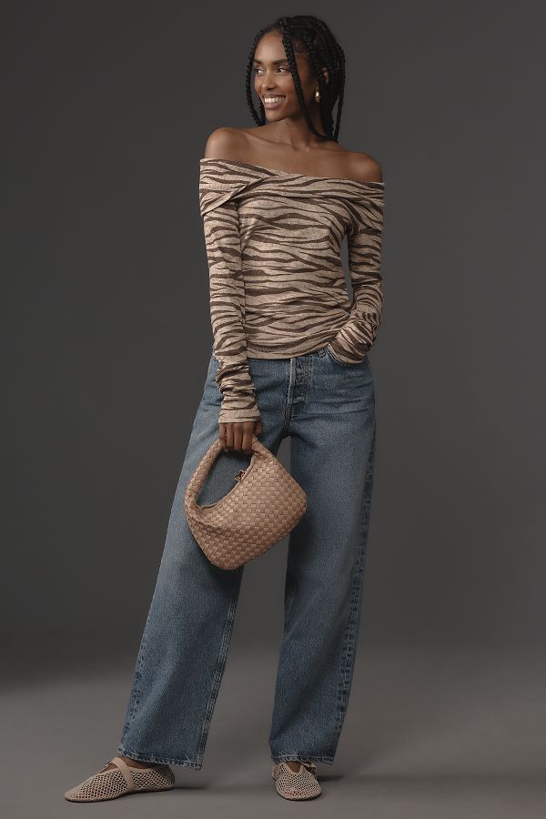 Slide View: 4: Pilcro Off-The-Shoulder Long-Sleeve Top