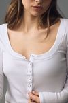 Thumbnail View 3: The Andie Scoop-Neck Ribbed Henley Top by Pilcro: Long-Sleeve Snap Edition