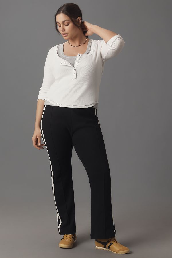 Slide View: 7: The Andie Scoop-Neck Ribbed Henley Top by Pilcro: Long-Sleeve Snap Edition