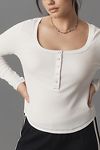 Thumbnail View 8: The Andie Scoop-Neck Ribbed Henley Top by Pilcro: Long-Sleeve Snap Edition