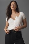 Thumbnail View 5: The Andie Scoop-Neck Ribbed Henley Top by Pilcro: Short-Sleeve Snap Edition