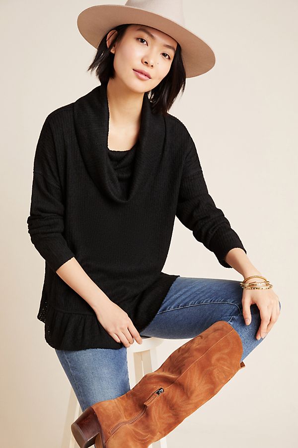 Slide View: 1: Addie Ruffled Hacci Pullover