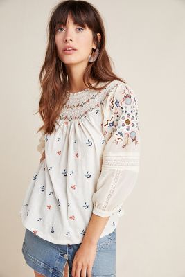 anthropologie peasant blouse