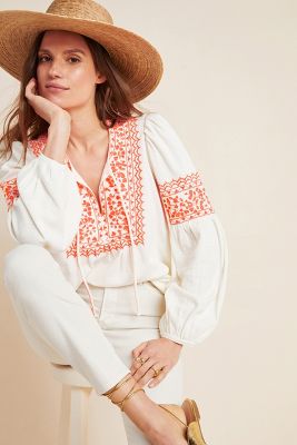 anthropologie peasant top