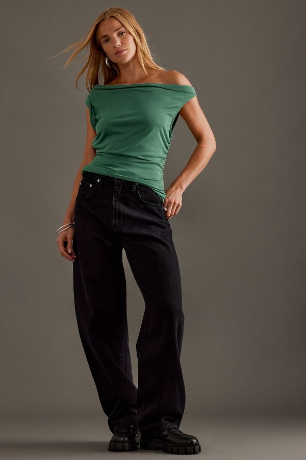 Slide View: 3: Pilcro One-Shoulder Ruched Top