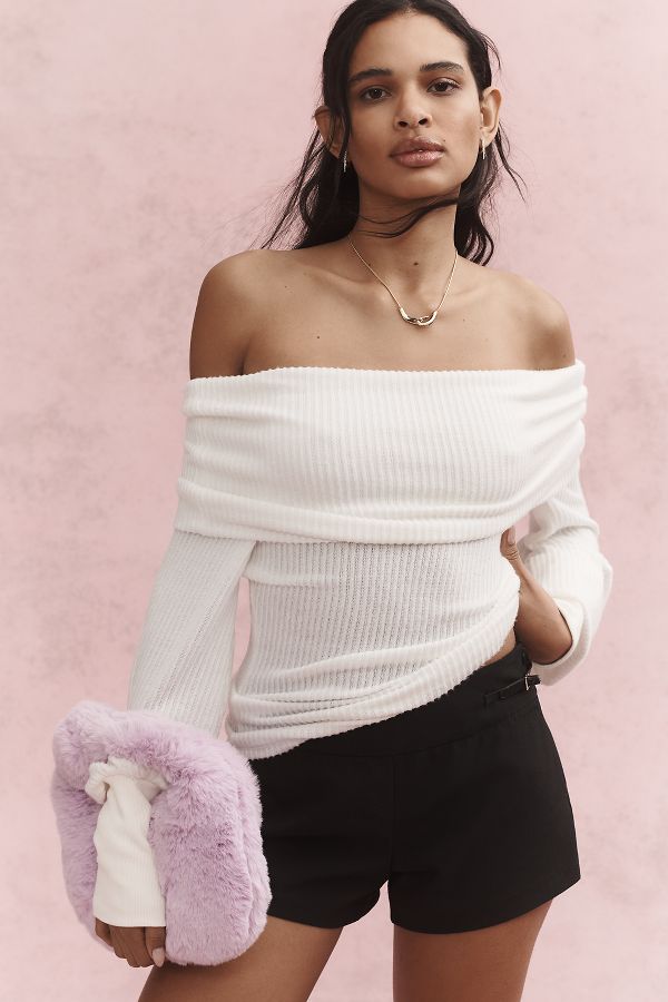 Slide View: 2: By Anthropologie Off-The-Shoulder Cozy Top