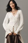 Thumbnail View 1: By Anthropologie Long-Sleeve Smocked V-Neck Top