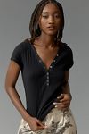 Thumbnail View 1: The Andie Scoop-Neck Ribbed Henley Top by Pilcro: Short-Sleeve Snap Edition