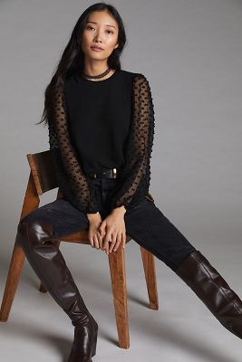 Maeve Textured-Sleeve Top