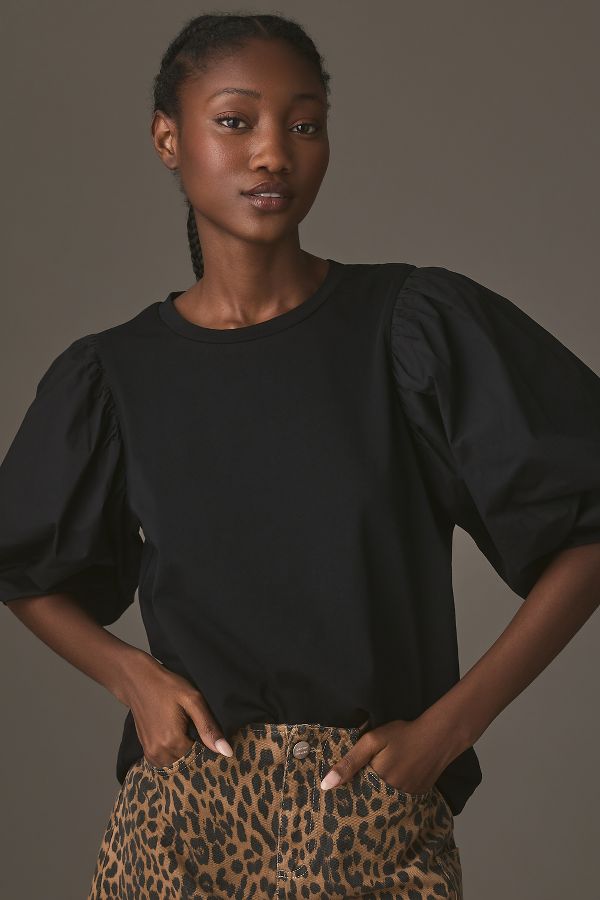 Slide View: 1: English Factory Puff-Sleeve Top