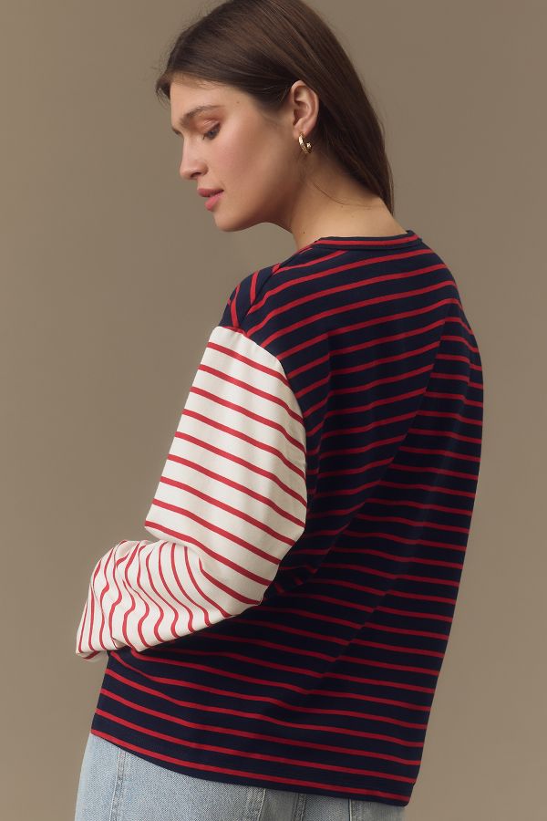 Slide View: 3: English Factory Long-Sleeve Contrast Striped Top