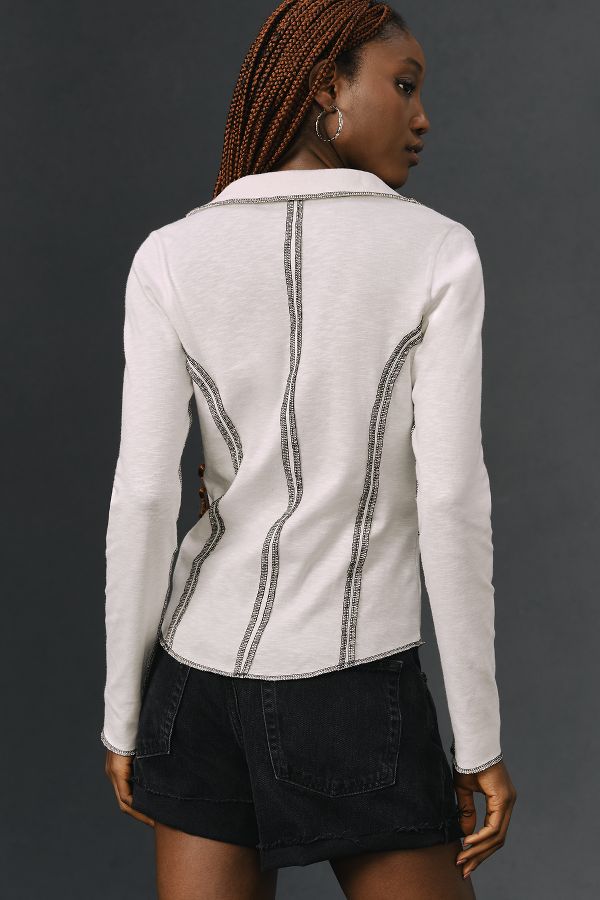 Slide View: 2: Pilcro Stitched Long-Sleeve Top