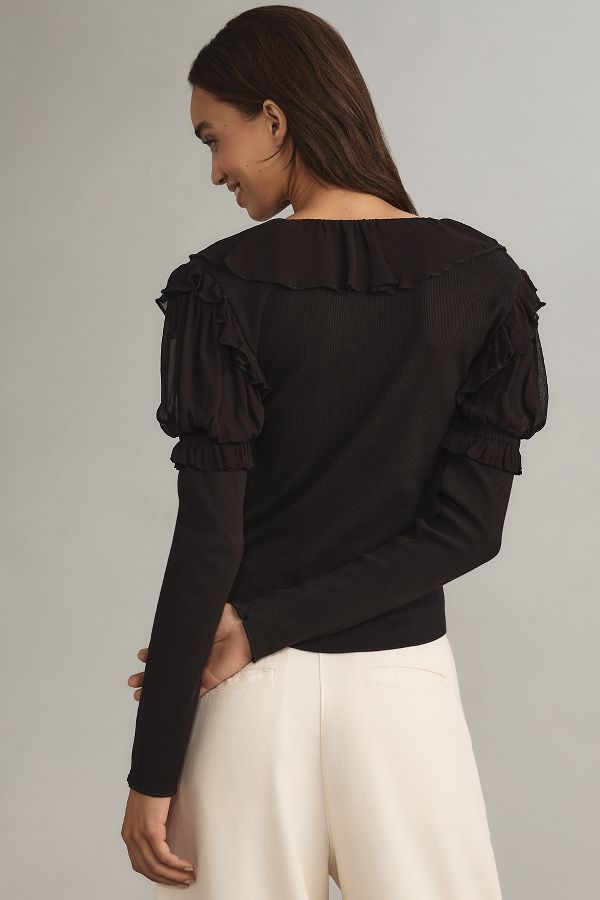 Slide View: 2: By Anthropologie Long-Sleeve Ruffle Top