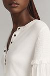 Thumbnail View 2: The Andie Ribbed Henley Top by Pilcro: Balloon-Sleeve Edition