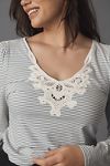 Thumbnail View 8: Maeve Lace Detail Puff-Shoulder Long-Sleeve Knit Top