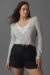 Thumbnail View 5: Maeve Lace Detail Puff-Shoulder Long-Sleeve Knit Top