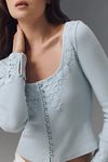 Thumbnail View 3: By Anthropologie Long-Sleeve Lace-Trim Blouse