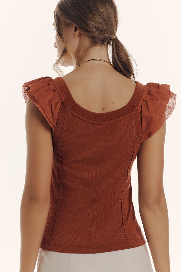 Slide View: 2: Pilcro Flutter-Sleeve Sport Tank