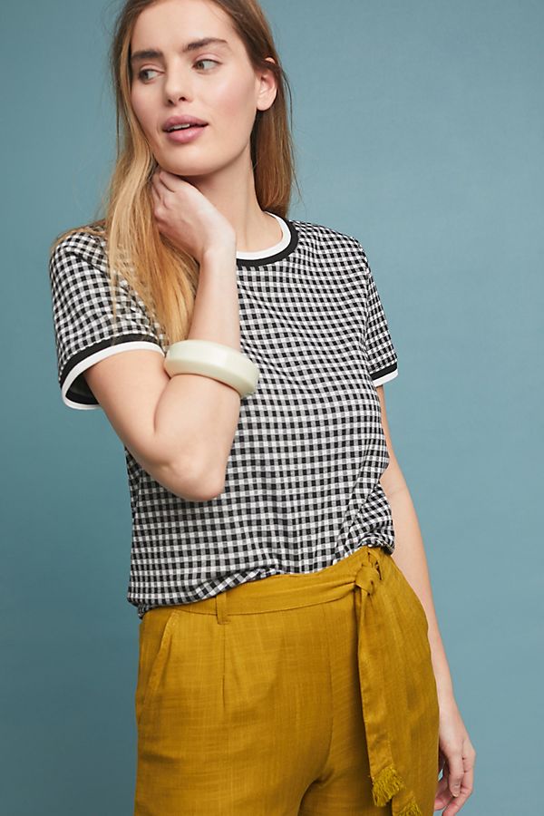 Slide View: 1: Gingham Knit Top