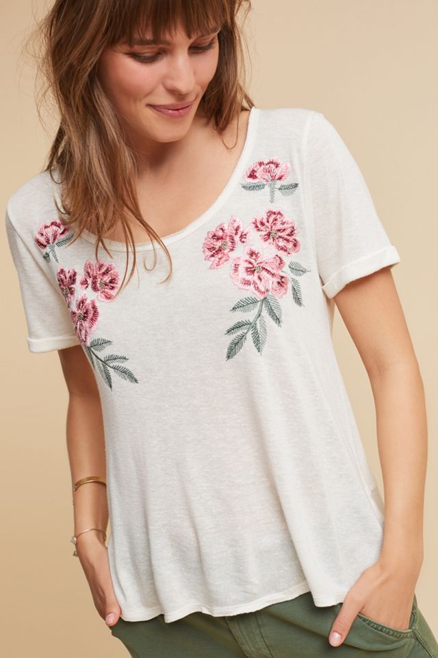 Embroidered Linen Top Anthropologie