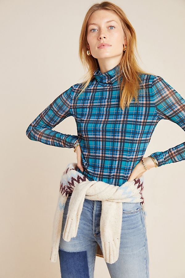 Slide View: 1: Clarissa Plaid Turtleneck