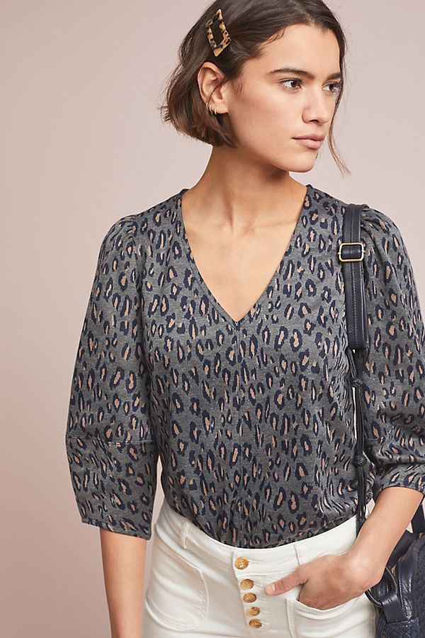 Slide View: 1: Structured Leopard Top