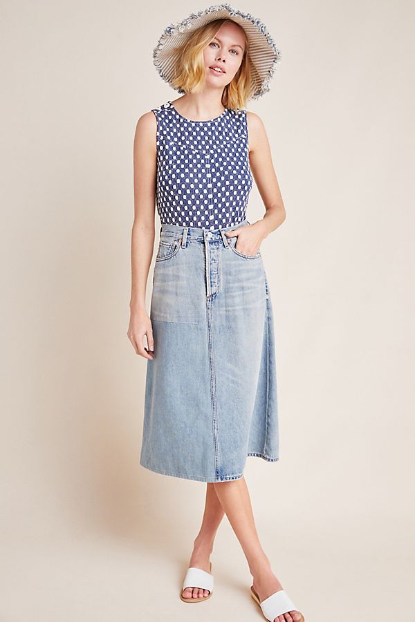 Slide View: 1: Buttoned Polka Dot Tank