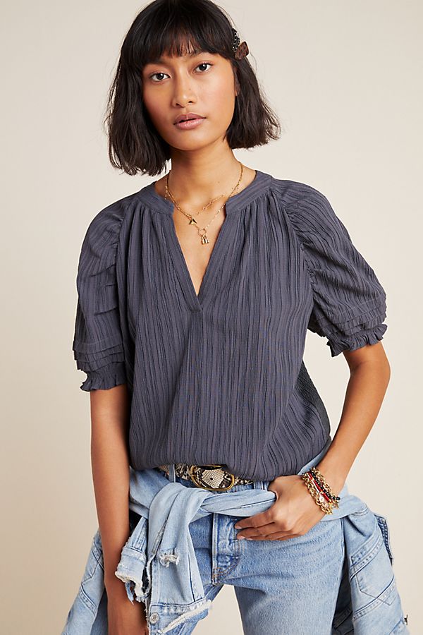 Slide View: 1: Rafia Plisse Top