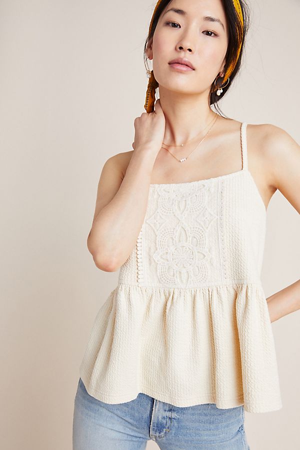 Slide View: 1: Lace Peplum Tank