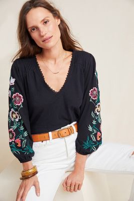 anthropologie peasant blouse