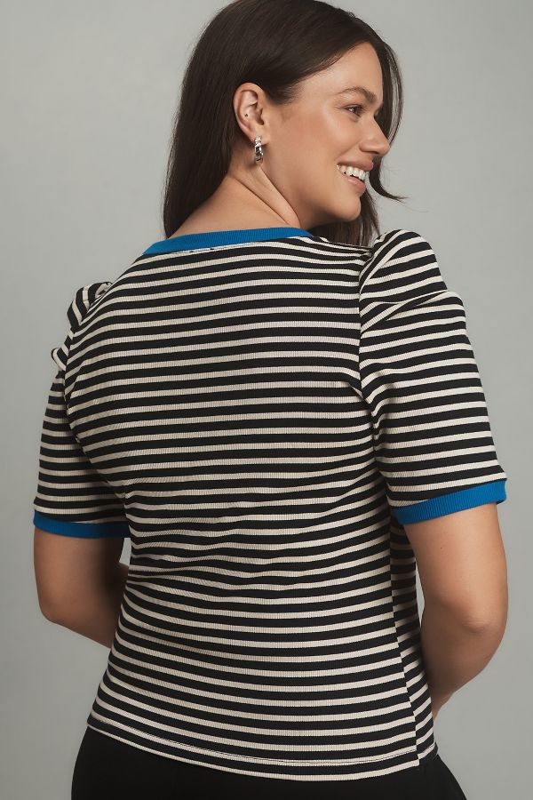 Slide View: 6: Maeve Puff-Sleeve Striped Top