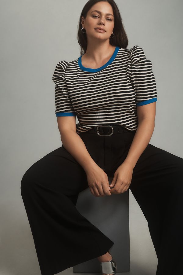 Slide View: 5: Maeve Puff-Sleeve Striped Top