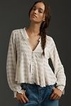 Thumbnail View 1: By Anthropologie Long-Sleeve Button-Front Textured Blouse