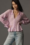 Thumbnail View 1: By Anthropologie Long-Sleeve Tie-Front Textured Blouse