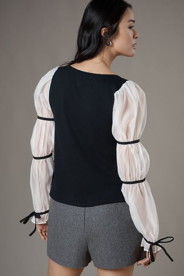 Slide View: 2: Maeve Balloon-Sleeve Top