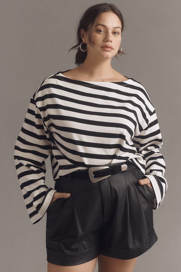 Slide View: 4: Maeve Boatneck Bell-Sleeve Knit Top