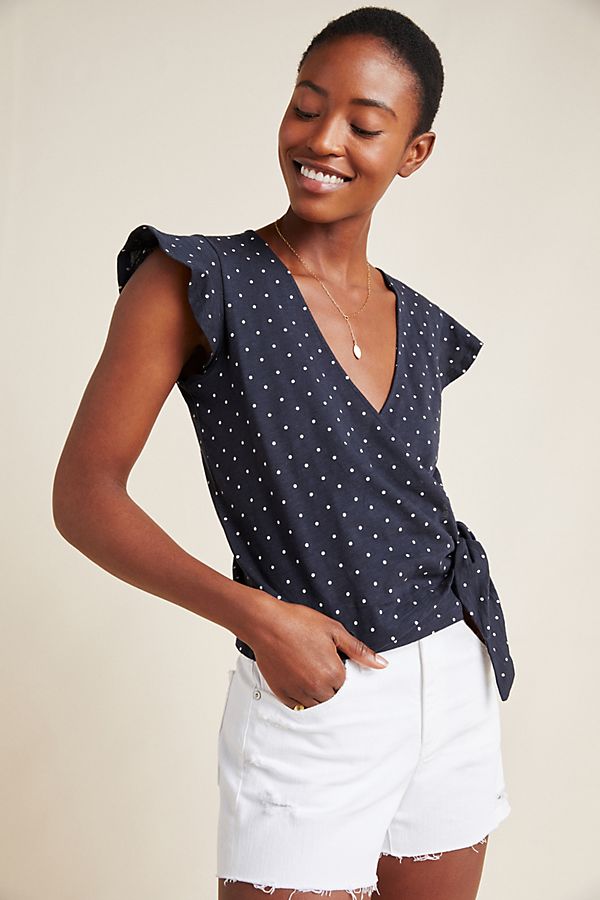 Slide View: 1: Polka Dot Wrap Top