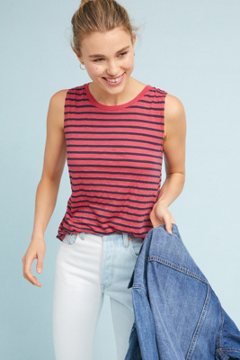 Michael Stars Women's Halley Tank Top – Ultra Rib Fabric, Ruched Sides, Shoulder-Baring Casual Top