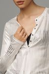 Thumbnail View 3: The Andie Ribbed Henley Top by Pilcro: Shimmer Edition